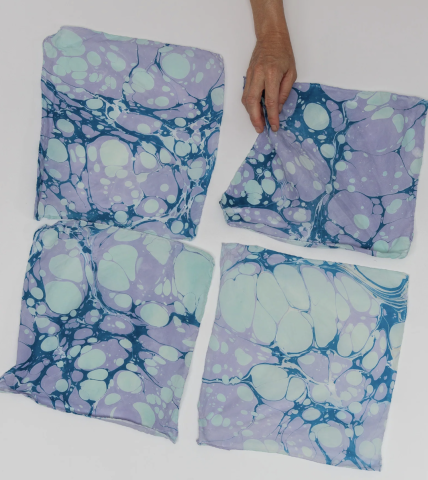 EBRU MARBLED SILK HANKY