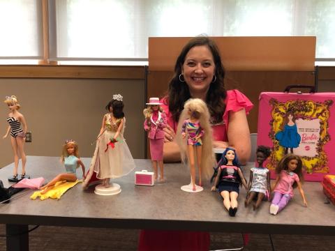 Leslie Goddard with Barbies