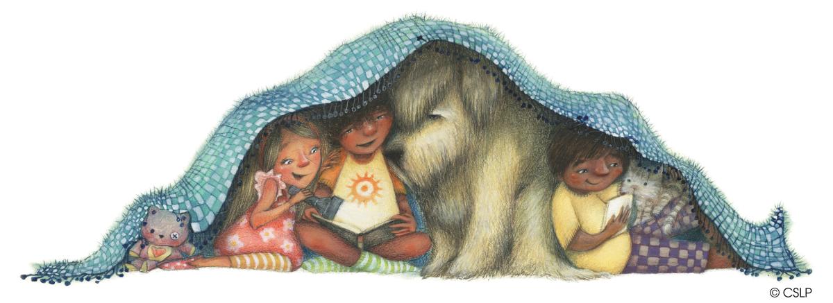 Children camping under a blanket