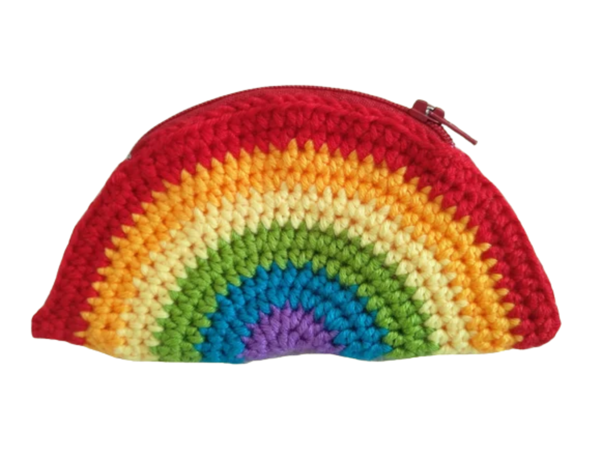 crochet rainbow clutch